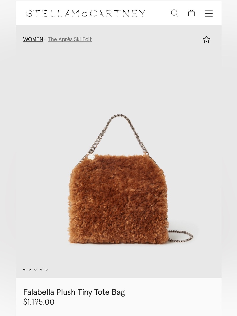 Falabella Plush Teddy mini Tote Bag new , ginger color - Picture 4 of 6